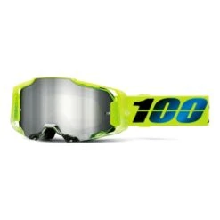 Maschera 100% Armega Giallo Fluo Con Lente A Specchio Argento