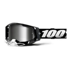 Maschera 100% Racecraft Nero Bianco Con Lente Specchiata Argento