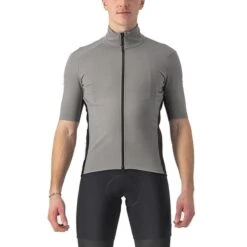 Maglia Castelli Perfetto RoS 2 Wind Rosso Corsa GORE-TEX INFINIUM™ Manica Corta Grigio Nichel